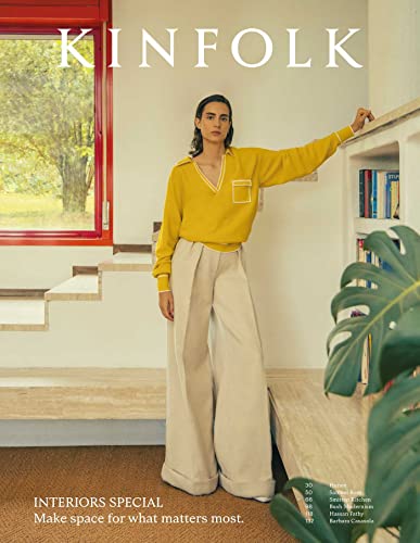 Kinfolk 46 magazine cover featuring a woman in yellow and beige.