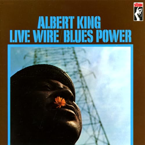 Album cover for Albert King's Live Wire Blues Power featuring a man with a flower.