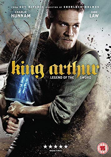 DVD cover for "King Arthur: Legend of the Sword" featuring Charlie Hunnam.