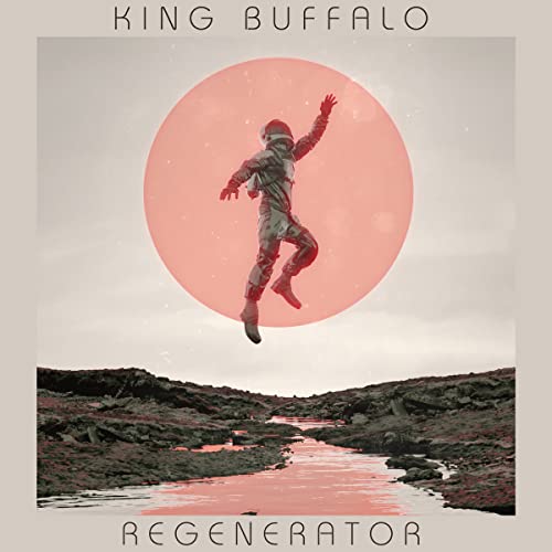 Album cover: astronaut falling toward a reddish landscape and sun.