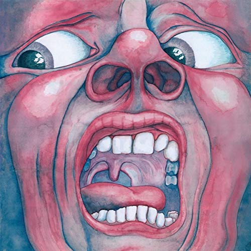 Watercolor painting of a screaming face with wide eyes and a gaping mouth.