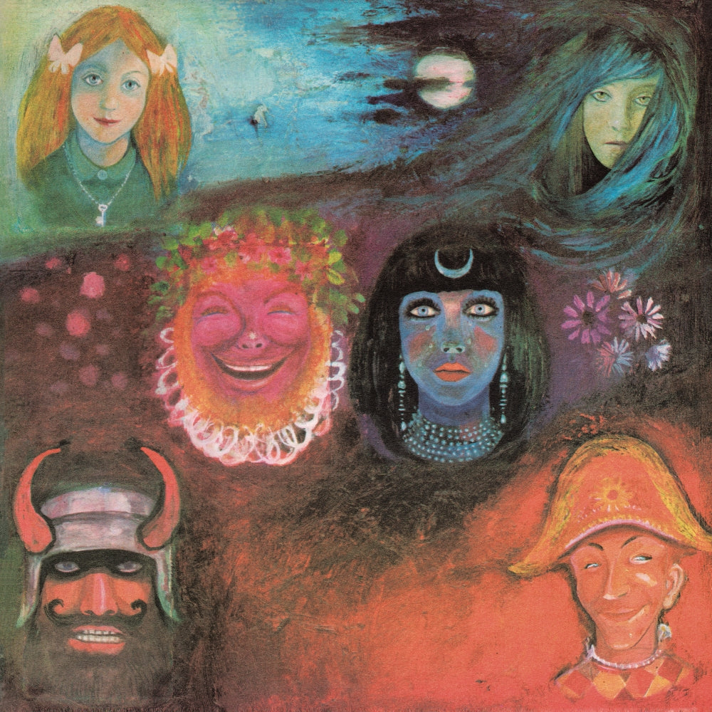 Album cover with surreal, colorful portraits and mythological imagery.