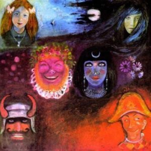 Album cover for King Crimson’s “In The Wake Of Poseidon” with surreal portraits.