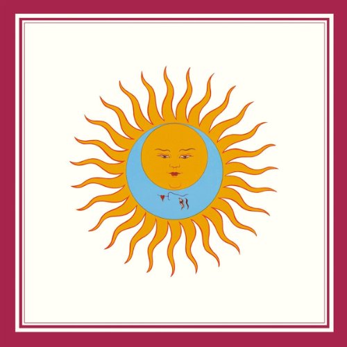 A stylized sun with a human face set against a light blue crescent moon.