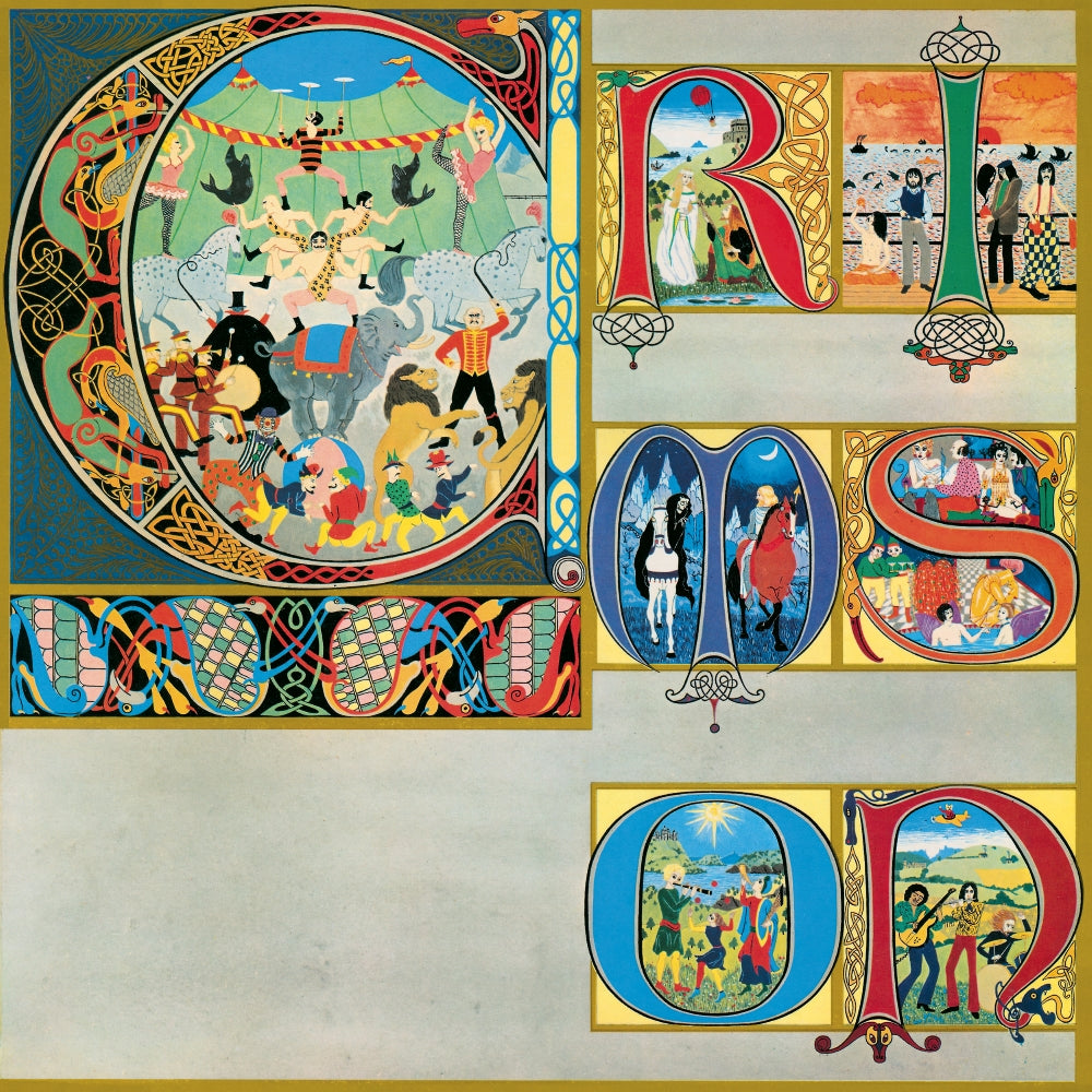 King Crimson’s “Lizard” album cover: illuminated manuscript style with colorful scenes.
