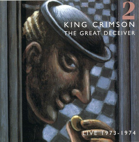 King Crimson album cover: painted portrait with checkered background.