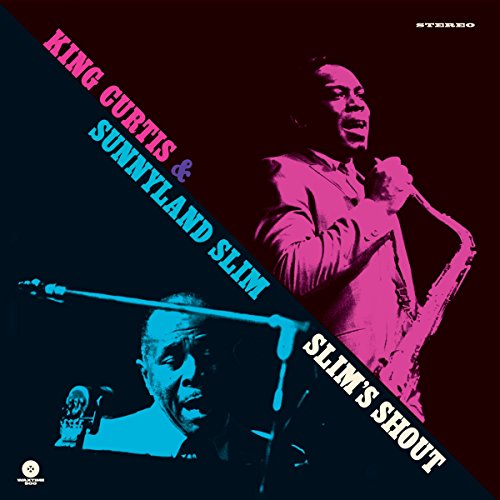 Record album cover featuring King Curtis and Sunnyland Slim in pink and blue.
