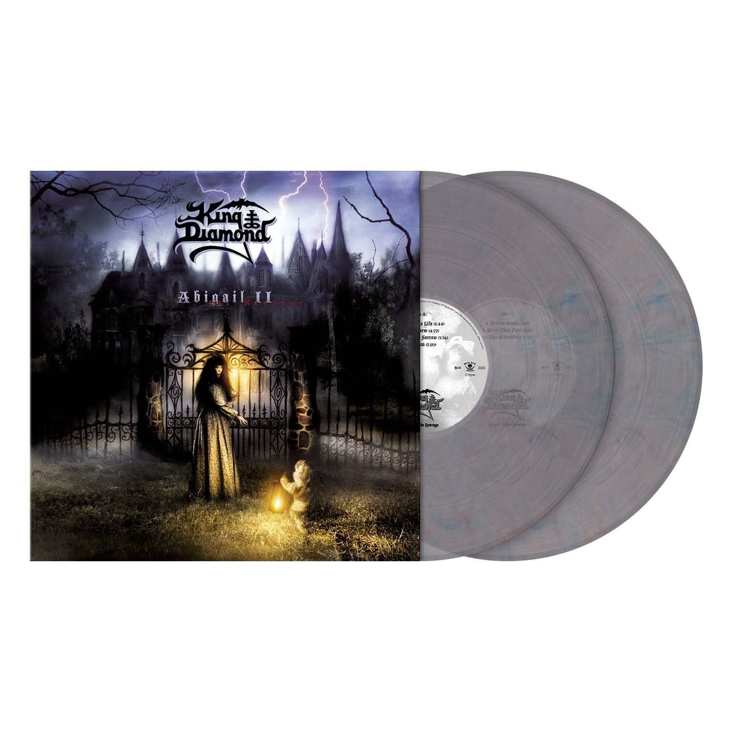 King Diamond “Abigail II” double gray vinyl record with gothic cover art.