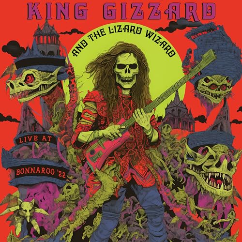 Vinyl record of King Gizzard live performance, red and yellow cover art.
