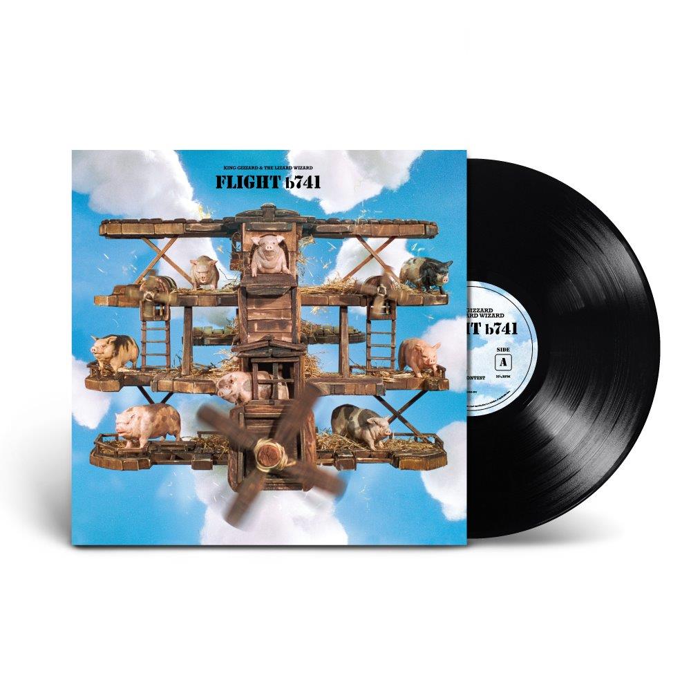 King Gizzard vinyl record cover with pigs in a flying machine.