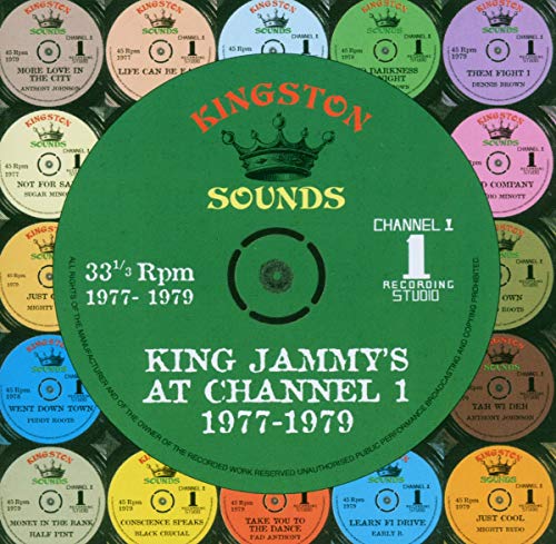 CD cover for “King Jammy’s At Channel One 1977-1979” featuring record labels.