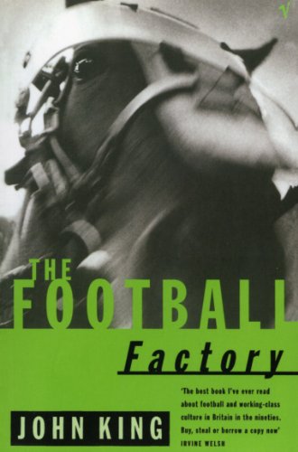Book cover for The Football Factory featuring a black and white image of a helmet.
