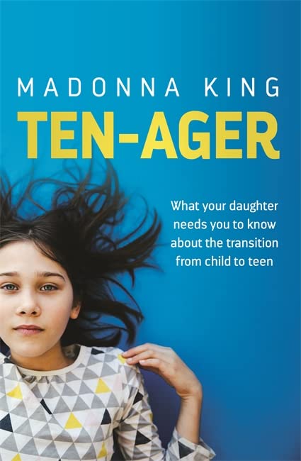 Book cover featuring a young girl lying on a blue background with yellow text.