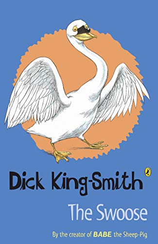 Book cover featuring a white swan-like bird against an orange circle and blue background.
