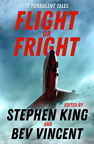 Book cover: red airplane descends into stormy sky, title “Flight or Fright”.