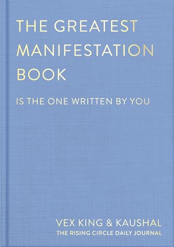 Blue book cover with gold text: "The Greatest Manifestation Book.