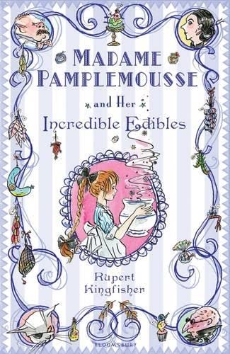 Book cover with illustrated girl, food, and decorative floral elements.