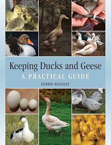 Book cover featuring a collage of ducks, geese, ducklings, and eggs on a blue background.