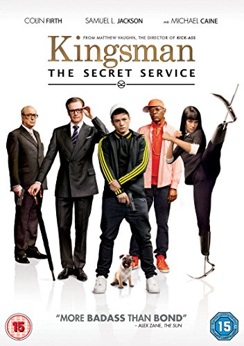 Kingsman: The Secret Service DVD cover featuring a group of sharply dressed spies.