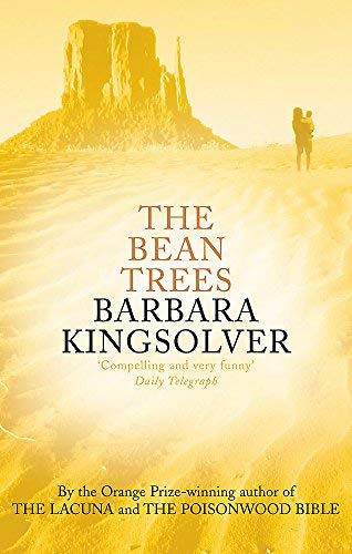 Book cover for "The Bean Trees" by Barbara Kingsolver, desert landscape.