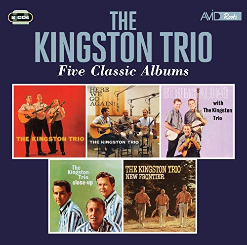 CD cover featuring five Kingston Trio album sleeves on a dark blue background.
