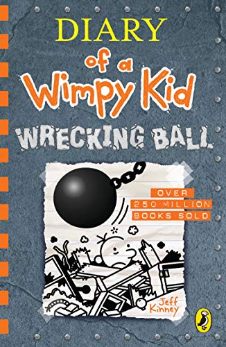 Book cover: “Diary of a Wimpy Kid: Wrecking Ball” with a wrecking ball image.