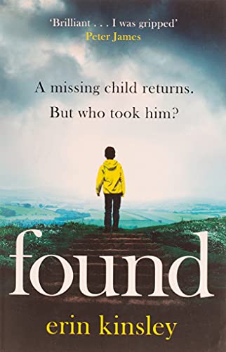 Book cover: boy in yellow raincoat stands on a path, landscape background.