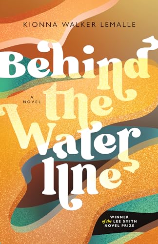 Book cover for "Behind the Waterline" with abstract wave-like shapes.