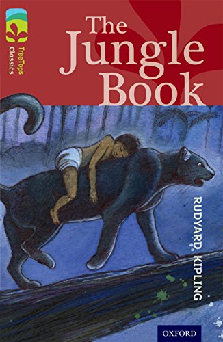 Book cover: Mowgli riding Bagheera, a black panther, from The Jungle Book.