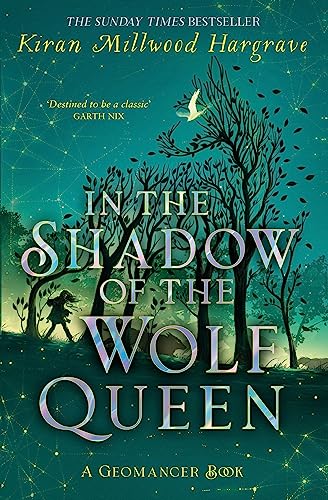 Book cover: dark forest silhouette with title "In the Shadow of the Wolf Queen".