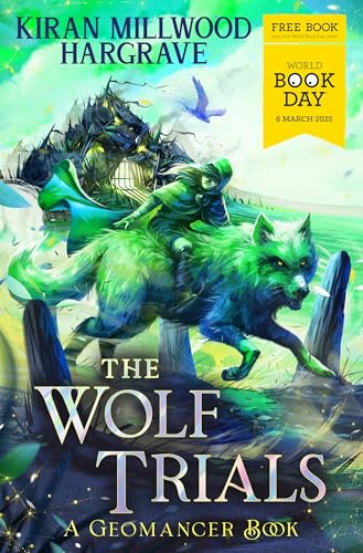 Book cover: Rider on a large wolf before a fantastical city.