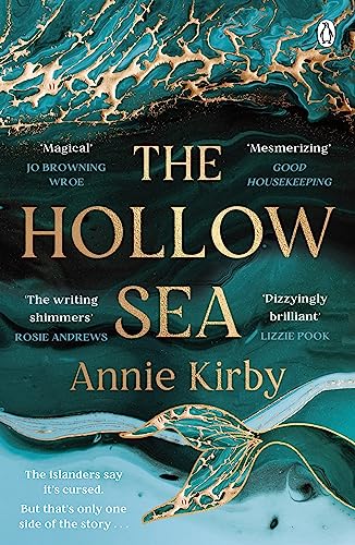Book cover: dark teal and gold marbled design with a fish tail.