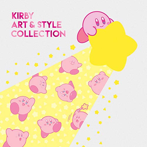 Kirby Art & Style Collection book cover featuring multiple pink Kirby characters on yellow stars.