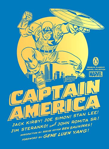 Captain America comic book cover with yellow and blue color scheme.