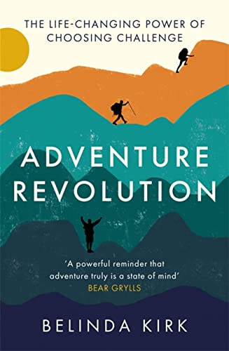 Book cover with mountain silhouettes and figures hiking, titled “Adventure Revolution.”