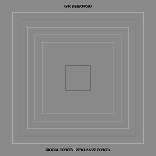Album cover for Kirk Degiorgio’s “Modal Forces / Percussive Forces” with concentric squares.