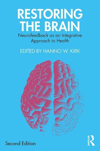 Book cover with a blue background and illustration of a human brain.