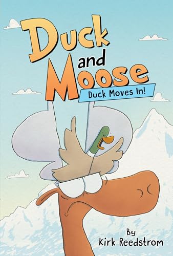 Book cover: a moose with a duck on its antlers against a mountain backdrop.