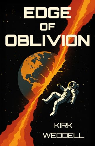 Book cover: astronaut falling toward a fiery, fractured Earth.