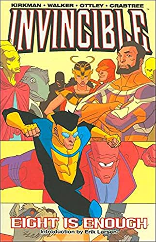 Comic book cover featuring Invincible flying in front of a group of diverse superheroes.