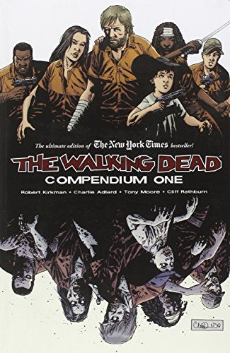Cover of "The Walking Dead Compendium Volume 1" featuring characters and zombies.
