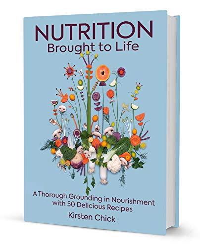 Book cover, “Nutrition Brought to Life,” featuring colorful produce art.