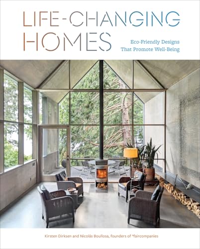 Book cover: modern home interior with large windows and a fireplace.