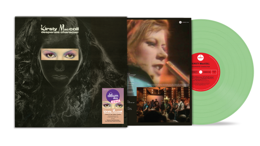 Kirsty MacColl “Desperate Character” green vinyl LP with album artwork and sticker.