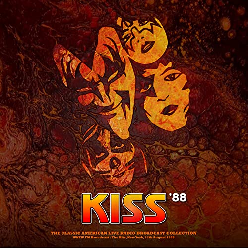 Album cover for Kiss '88 live radio broadcast vinyl, fiery design.