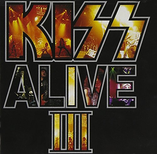 CD cover for Kiss’s “Alive III” with band members performing onstage.
