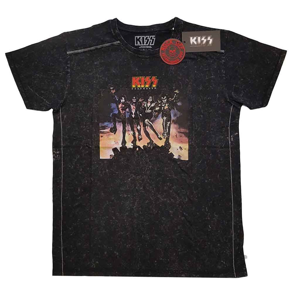 Navy blue t-shirt with the KISS band logo graphic print.