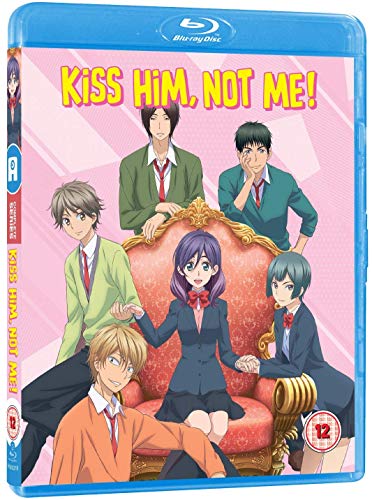 Blu-ray cover for anime “Kiss Him, Not Me” featuring six illustrated characters.