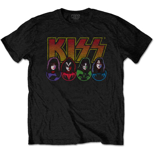 Black hooded sweatshirt with red "KISS" logo across the chest.