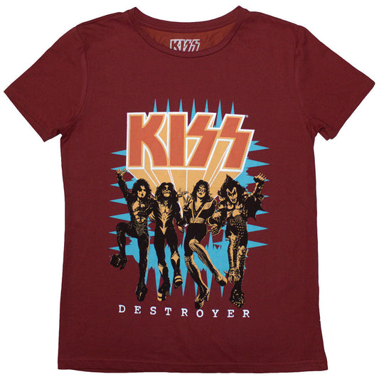 Black ladies t-shirt featuring the KISS Destroyer album 3D logo on the front.